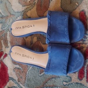 Via Spiga electric blue suede mules
